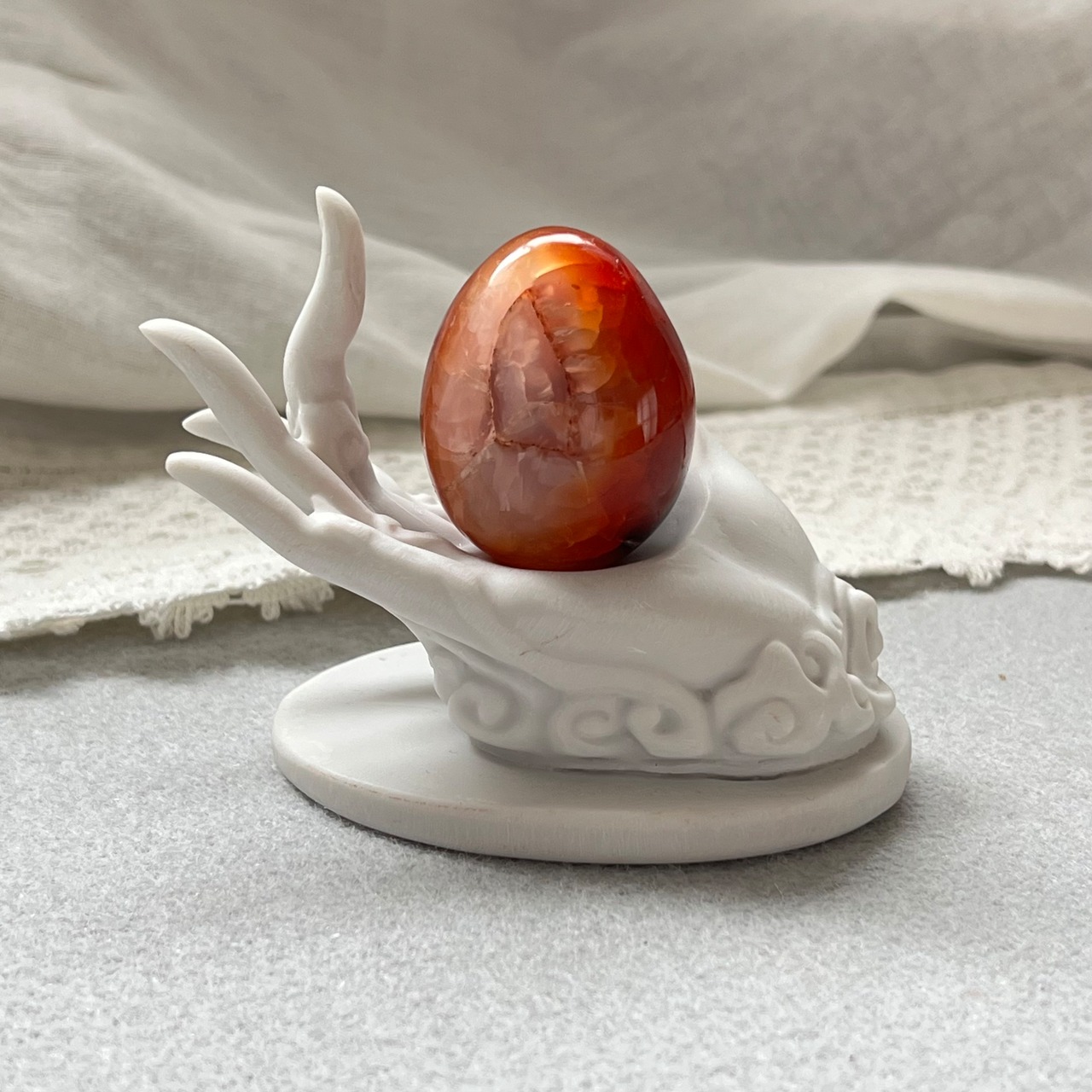 カーネリアンオルカアゲート*エッグ0615*天然石*天然石インテリア*置き物
