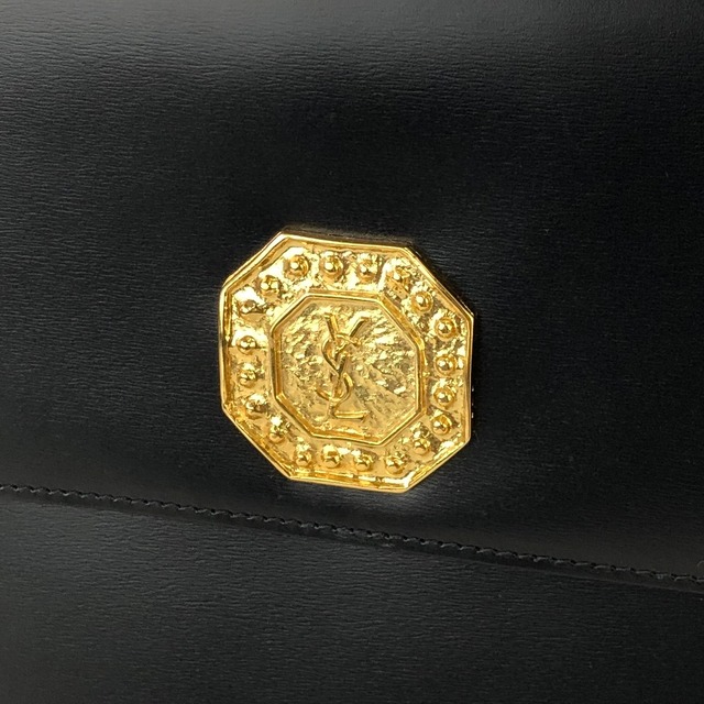 Yves Saint Laurent 　イヴ ・サンローラン　YSL　オクタゴン　レザー　2WAY　A4　ショルダーバッグ　ハンドバッグ　ブラック　 vintage　ヴィンテージ　オールド　s5wjtp