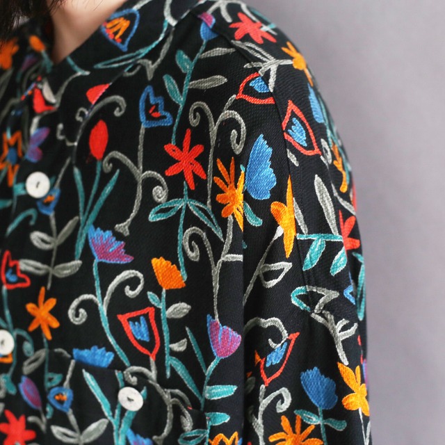 multi art flower pattern h/s shirt