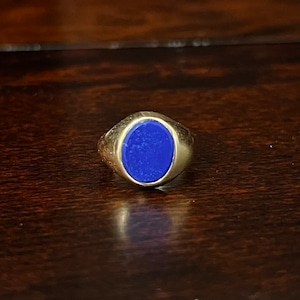 VINTAGE TIFFANY & CO. Lapis Lazuli 14K Gold Signet Ring | ヴィンテージ ティファニー ラピス ラズリ 14K ゴールド シグネット リング