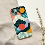 受注生産 iPhoneケース 太陽と波のナイトウェーブ抽象｜レトロウェーブ CURV037C