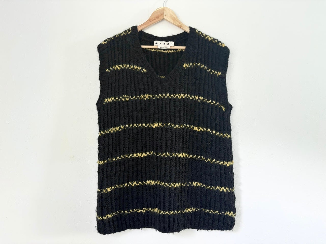 2018AW MARNI Wool knit vest BLACK/YELLOW MADE IN ITALY