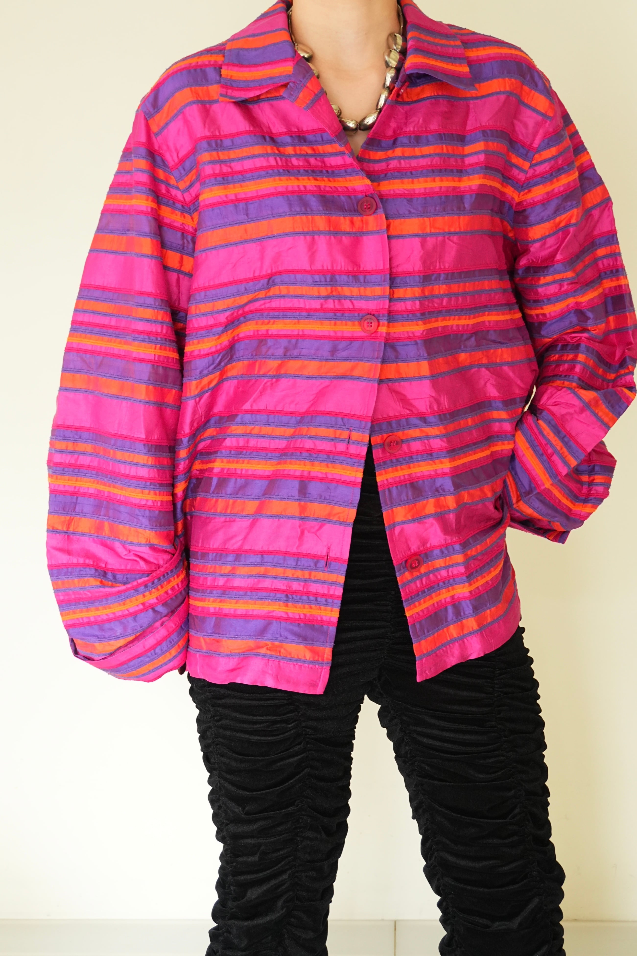 90s boarder silk jacket