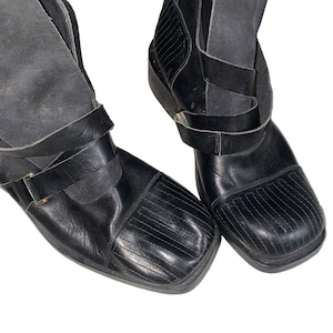 Made in Italy black leather wrap boots “lavorazione artigiana”