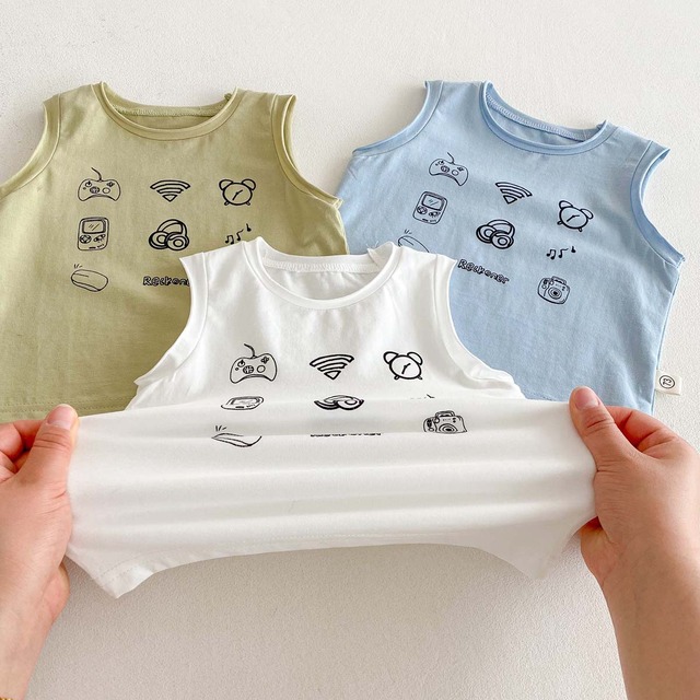【BABY】デイリー絵文字プリントノースリーブTシャツ - 17
