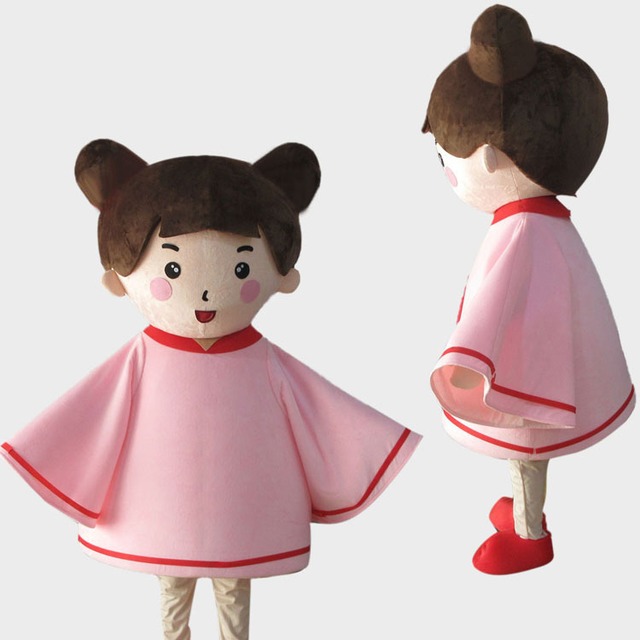 ★本格的着ぐるみ お団子ヘアガール girl 女の子 おんなのこ  オンナノコ ★大人用  ピンク女の子 きぐるみ 3頭身タイプ★格安 良質 のぞき可 オーダーメイド コスプレ 装 衣裳 キャンペーンパーティー集客 客寄せ