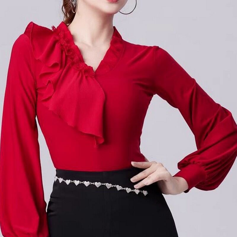 フリルエレガントダンストップス (レオタードタイプもあり) ds0930