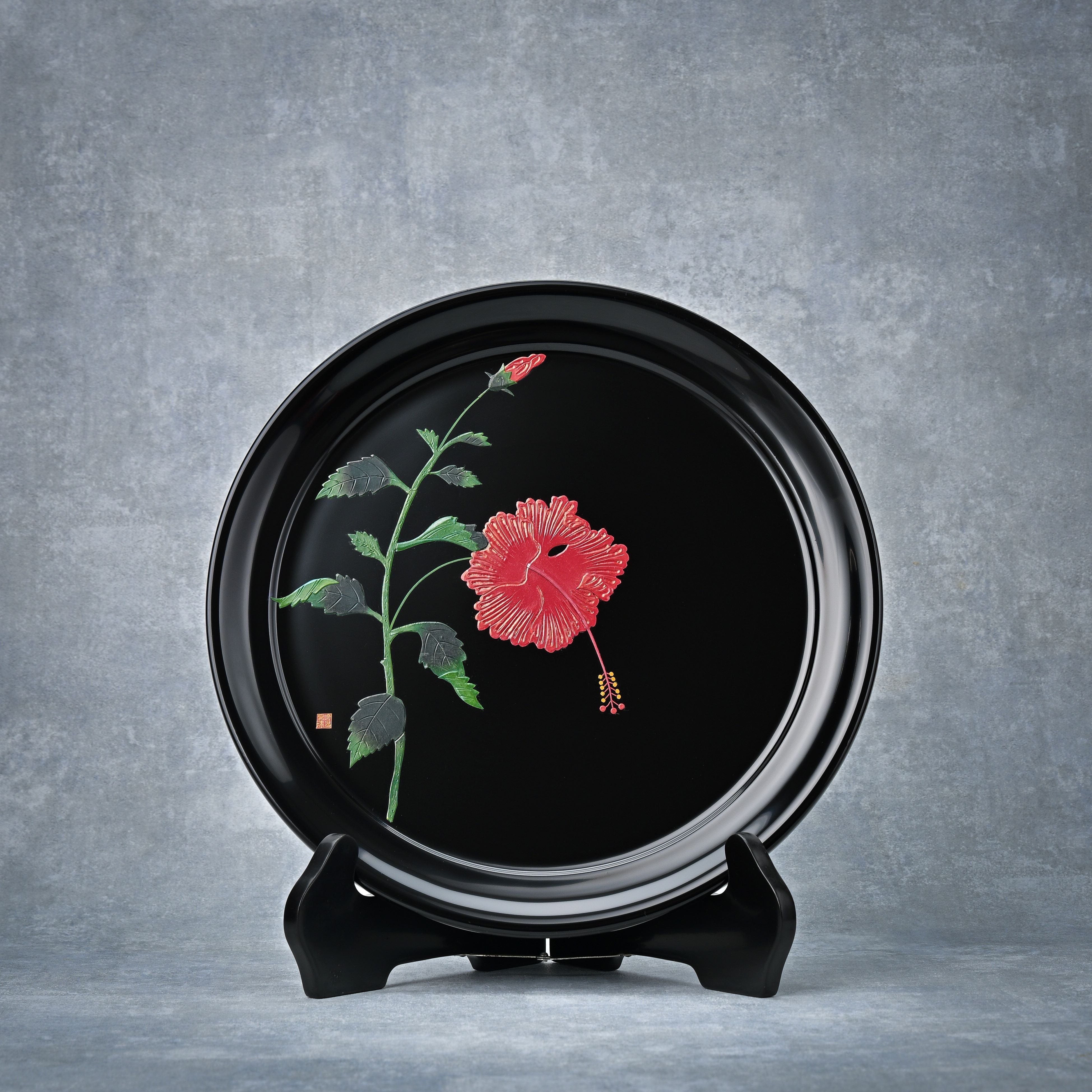 飾盆 ハイビスカス 尺1寸 | 宮崎漆器工房