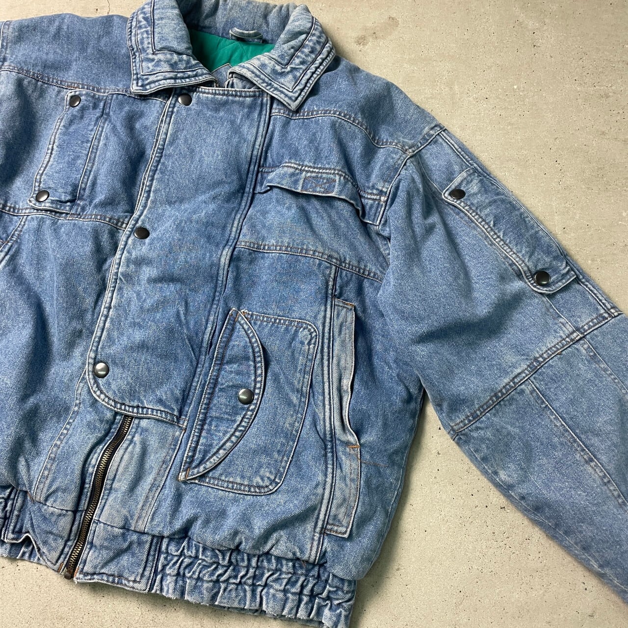 90年代 RUGGED RUN 変形 デニムジャケット キルティングライナー 中綿  