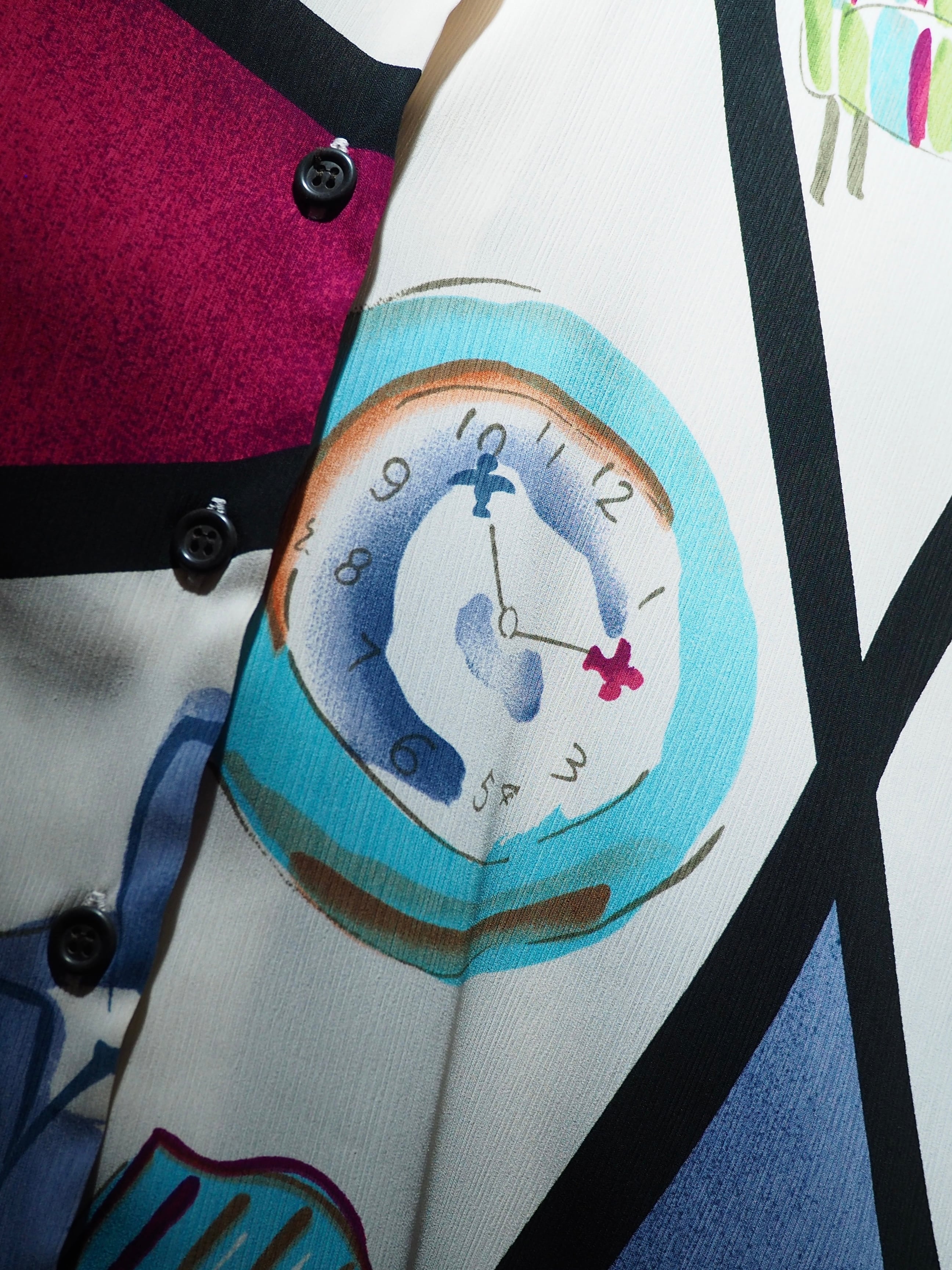 1990s Modern retro art painted vintage Drape shirt