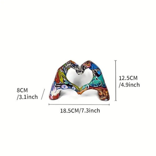 愛のハートの彫像 手の愛のハートの彫刻 カラフルなハートの手の彫刻 抽象アート彫刻
