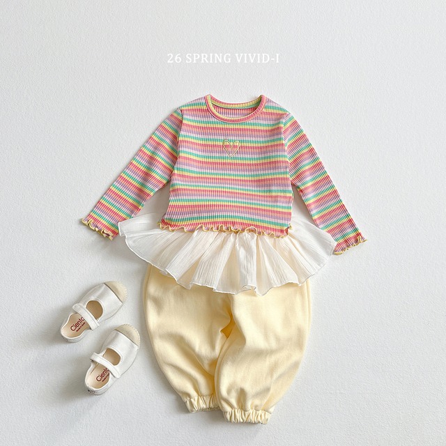 [即納XS/S]≪VIVID-I≫Ballet Frill Jogger Pants light yellow 18