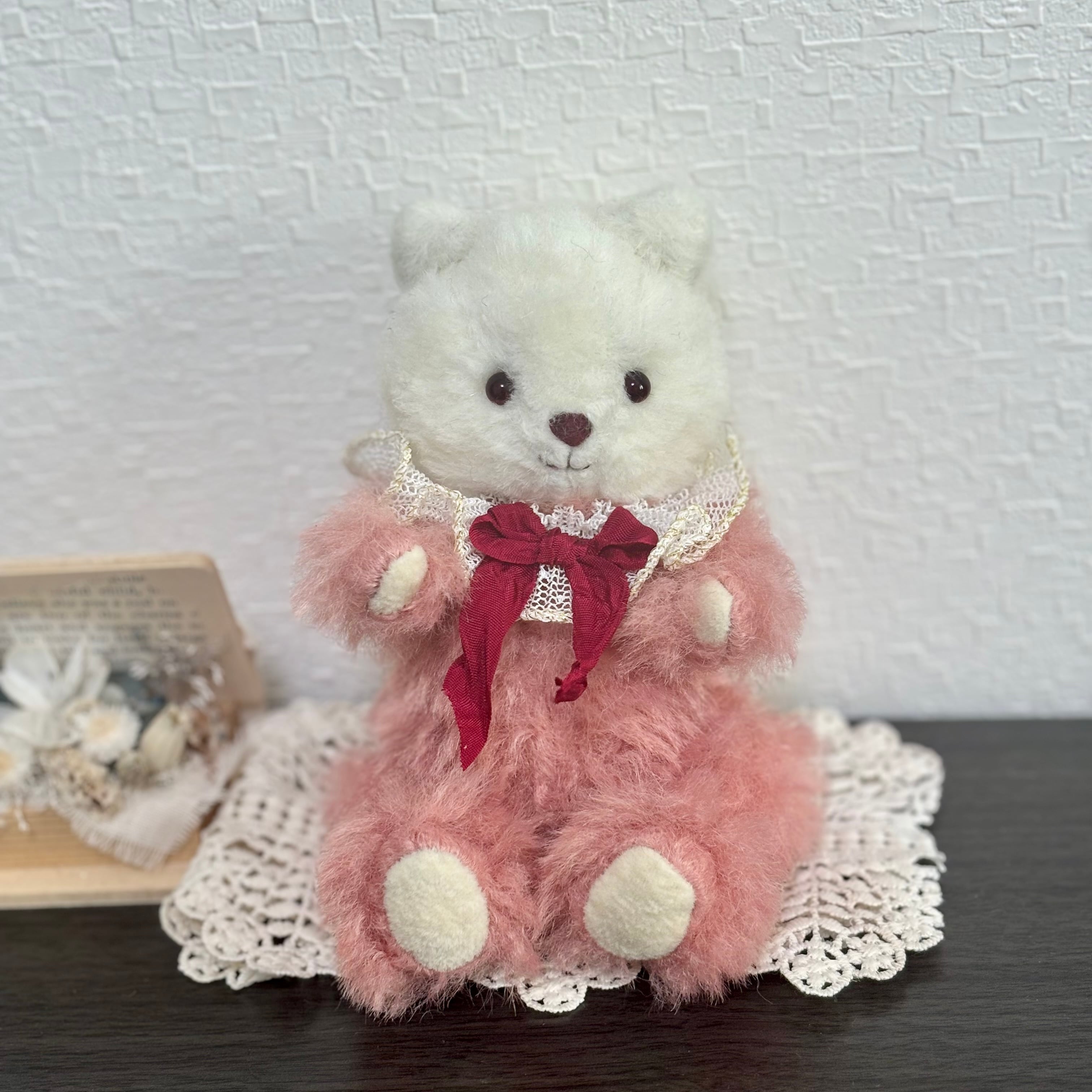 Sold※作家様作品 まつもとようこ テディベアNo.9 こげ茶・むらさき