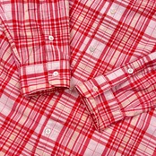 Papas パパス チェック 長袖シャツ M/レッド×ピンク 系 メンズ