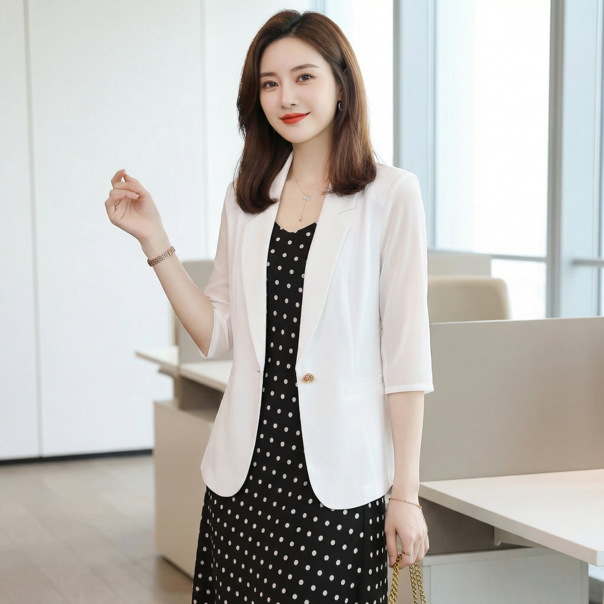 クラシカルドットジャケットワンピース A1206