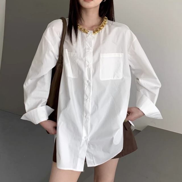 Sequin-embellished  Oversized Shirt 01144