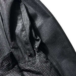 archive ISSEY MIYAKE MEN black pleats leather jacket