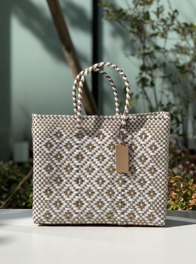 XS Mercado Bag (Normal handle) White/Gold