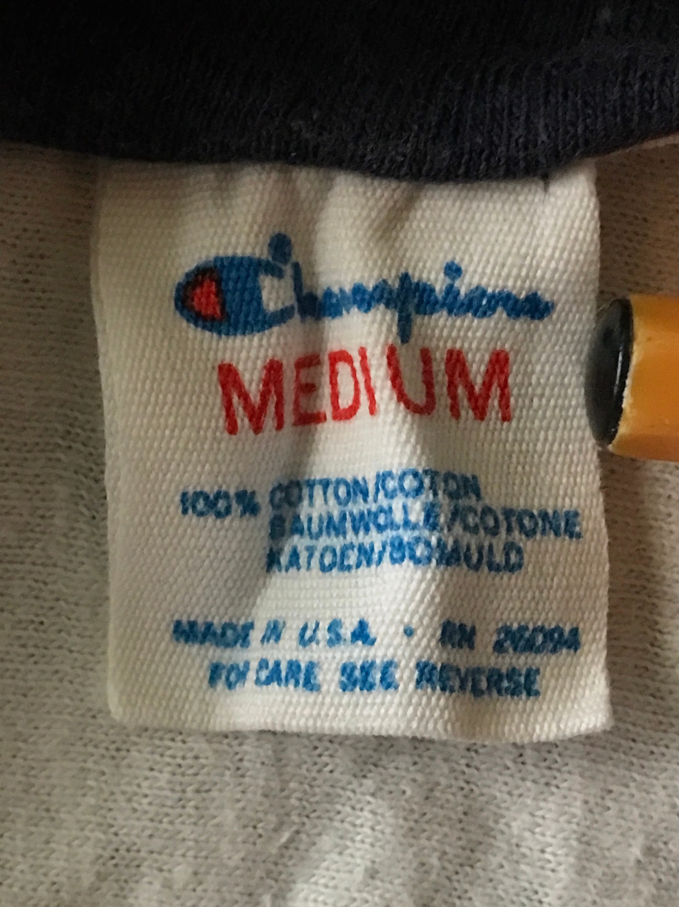 80's Champion トリコタグ "SLUH JR. BILLS" リバーシブルTシャツ 3段プリント 表記(M)