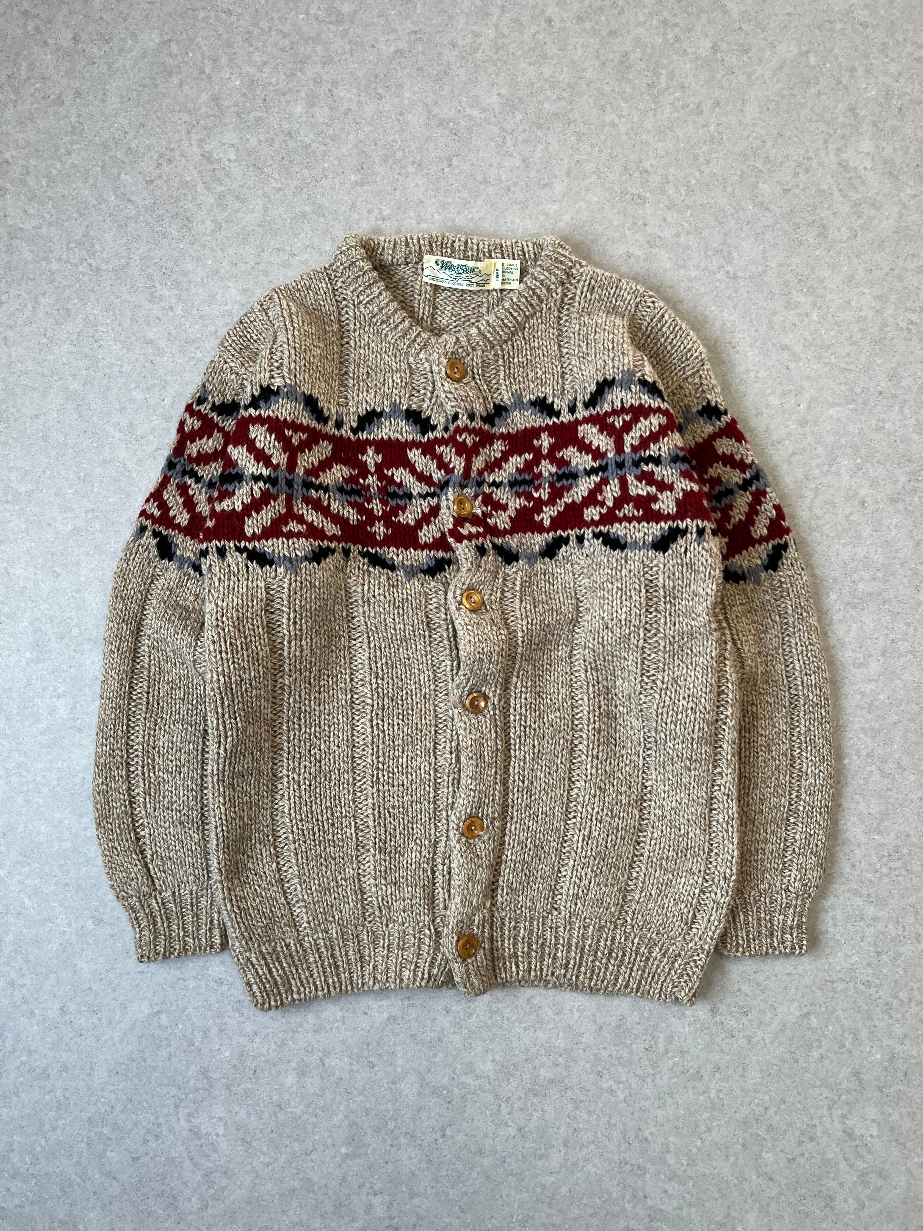 80年代 Woolrich ウールリッチ 乗馬 アニマル柄 ウールニットセーター レディースL相当 古着 80s ヴィンテージ VINTAGE 総柄 グリーン ベージュ レッド パープル ブルー 80年代 Woolrich ウールリッチ 乗馬 アニマル柄 ウールニットセーター