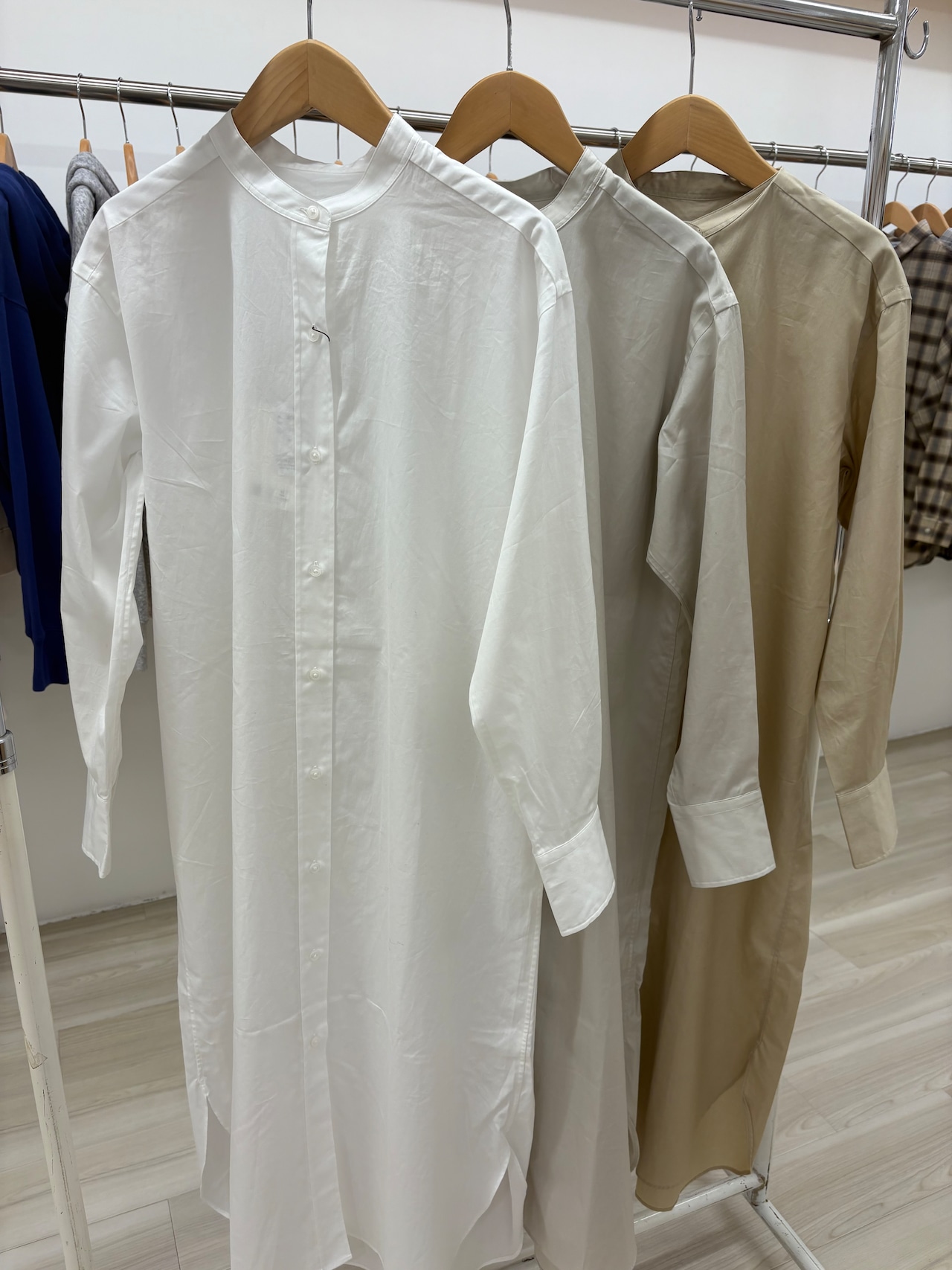 le vent souffle ノーカラー シャツワンピース s053