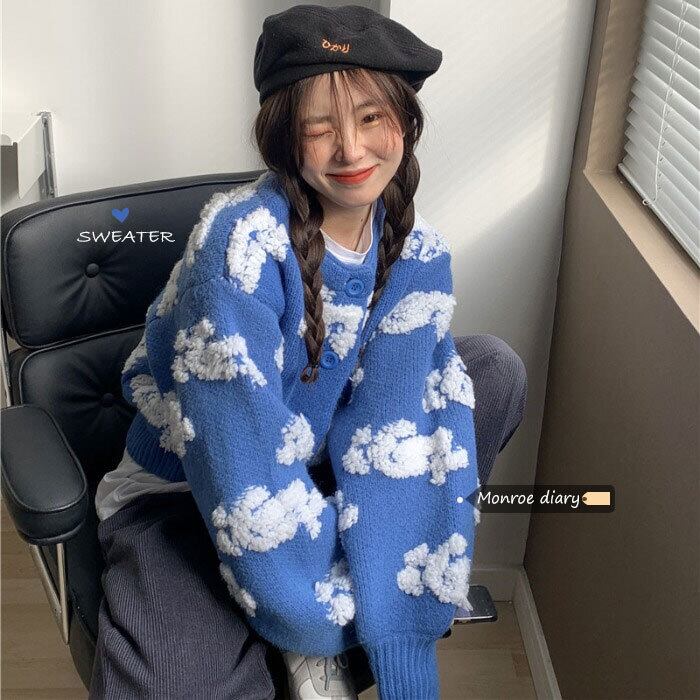 セーター ジャケット オータムウィンタールーズニットカーディガン長袖スリーブショートトップス ロング 秋物 冬物 モンロー97143510040