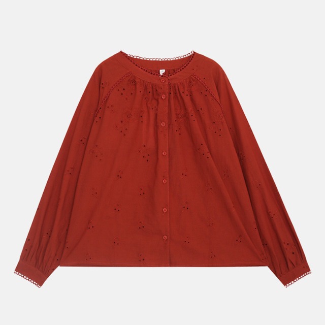 embroidered button-front shirt　J00263