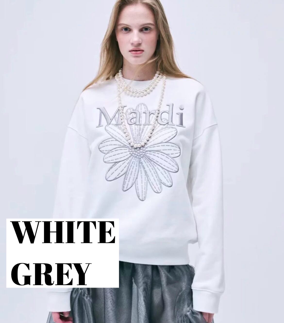 MARDI MERCREDI】SWEATSHIRT FLOWERMARDI NEEDLEWORK | in the mist