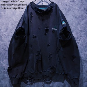 【doppio】vintage “adidas” logo embroidery design boro custom sweat pullover
