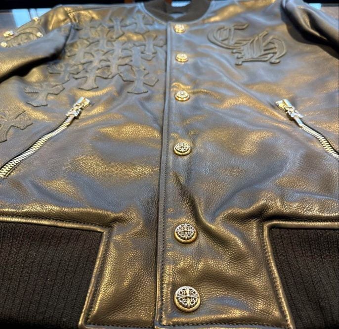 CHROME HEARTS クロムハーツ オールレザーレターマン ジャケット
