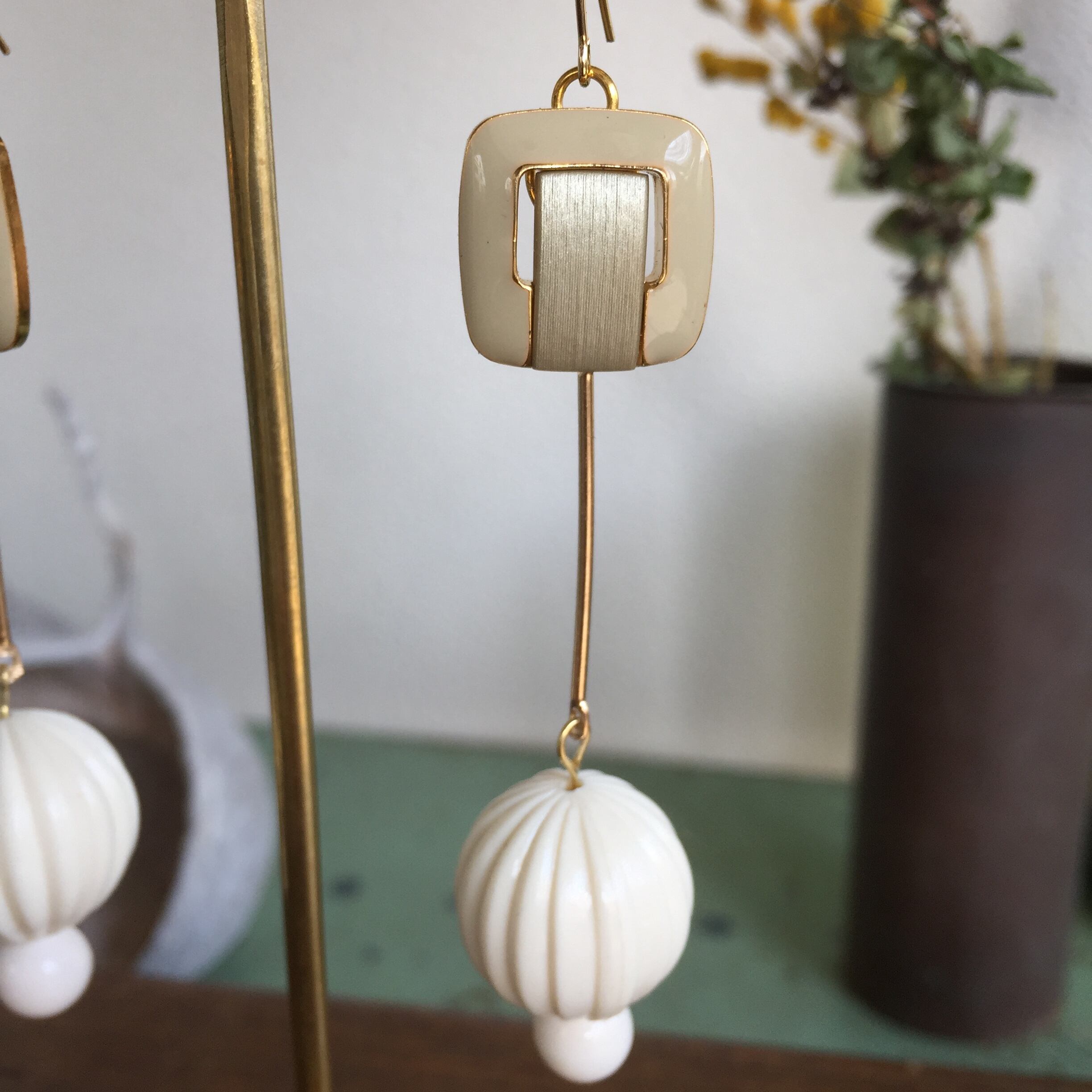 【SALE】メロン玉レトロピアス(vintage part・vintage button)