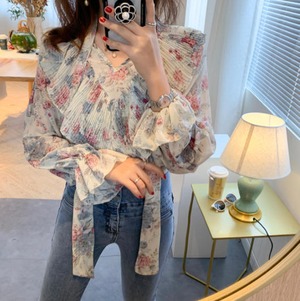 【送料無料】ブラウス シャツ トップス きれいめ ボウタイ リボン フェミニン 大人 可愛い 上品 30代 40代 ブルー ピンク TP-106R