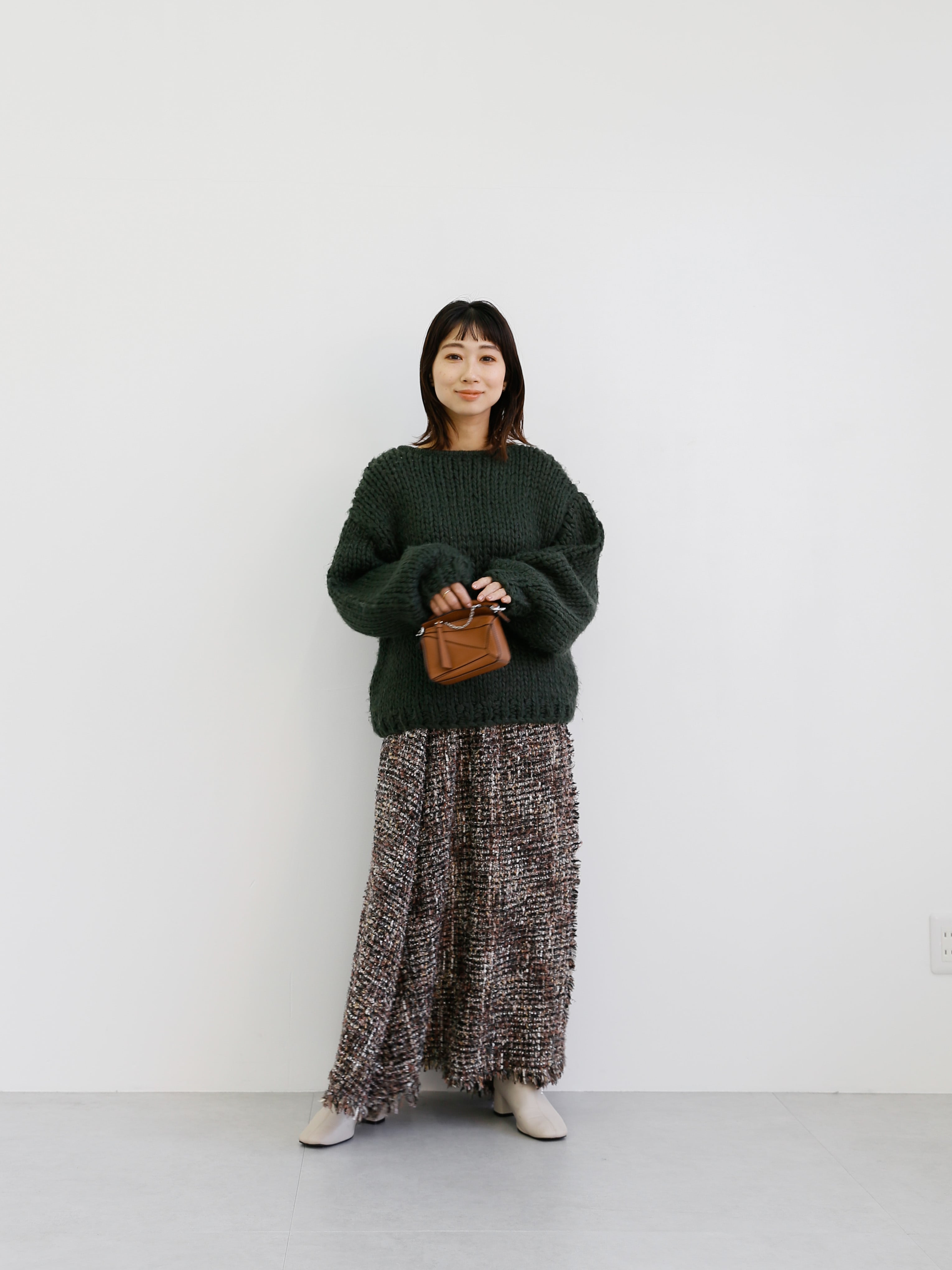 tweed volume long skirt（brown） | Cara by Katrin TOKYO