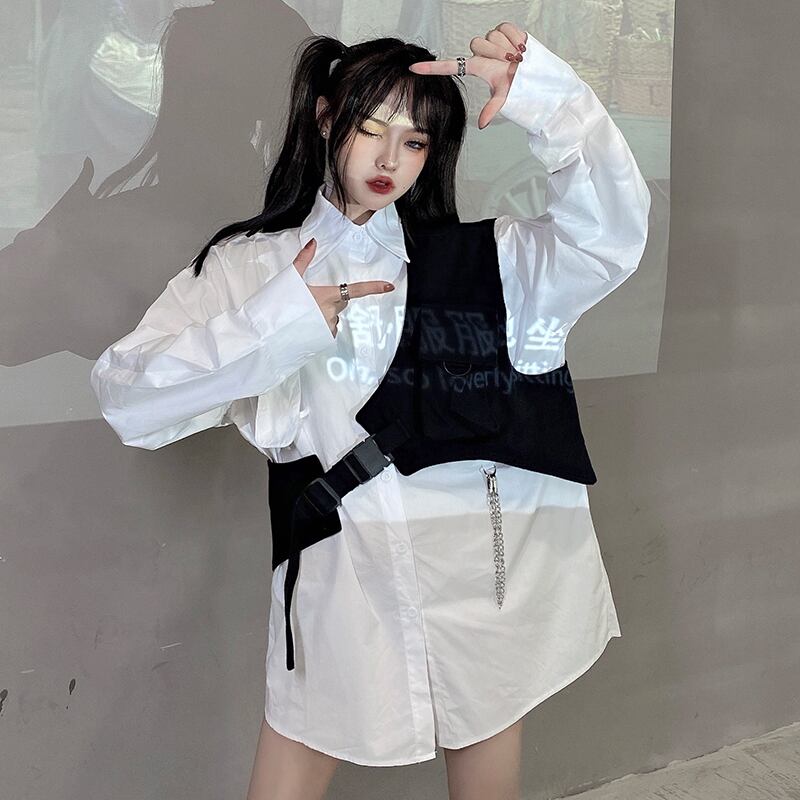 ルーズホワイトシャツ レディースカジュアル ロング ケッペル46227798914