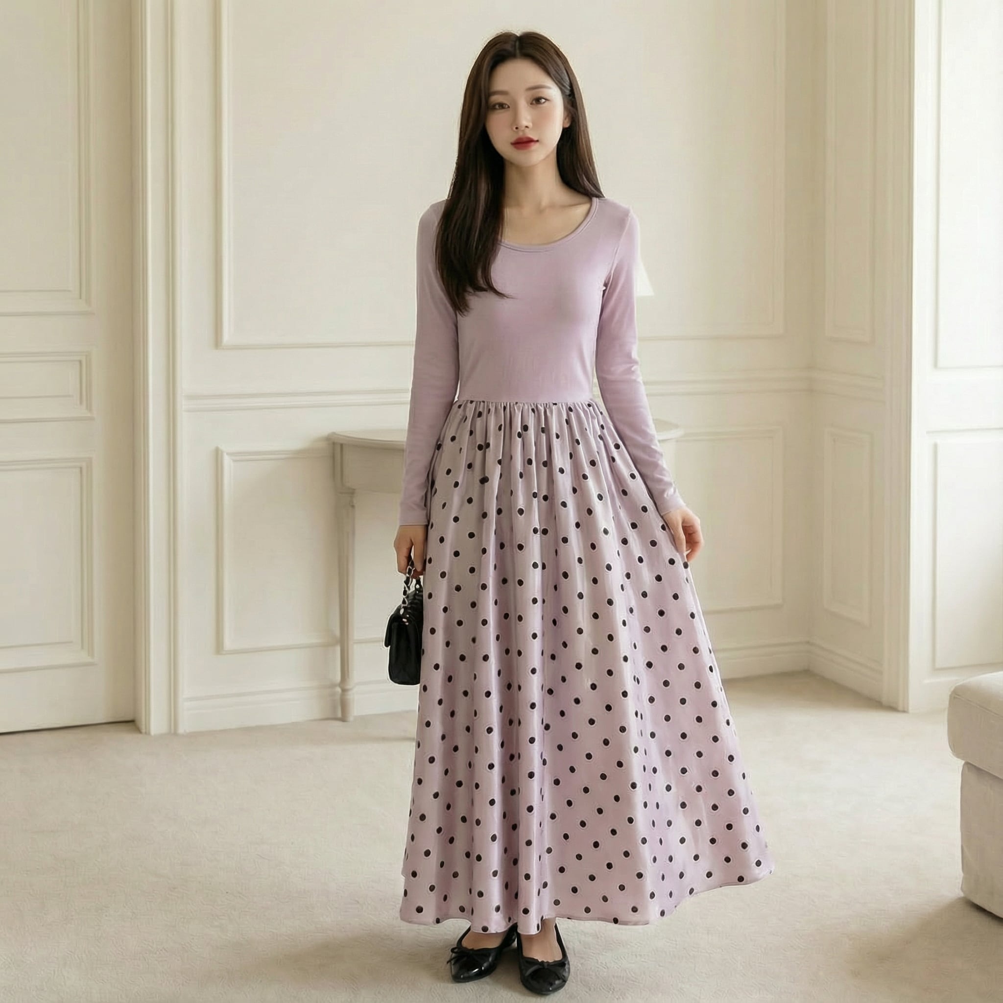 Shiny polka dot skirt dress 00210