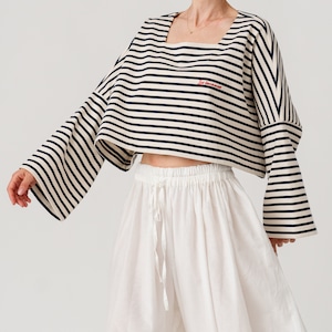 Les vacances　CROP TOP MARINIERE　ECRU/NAVY