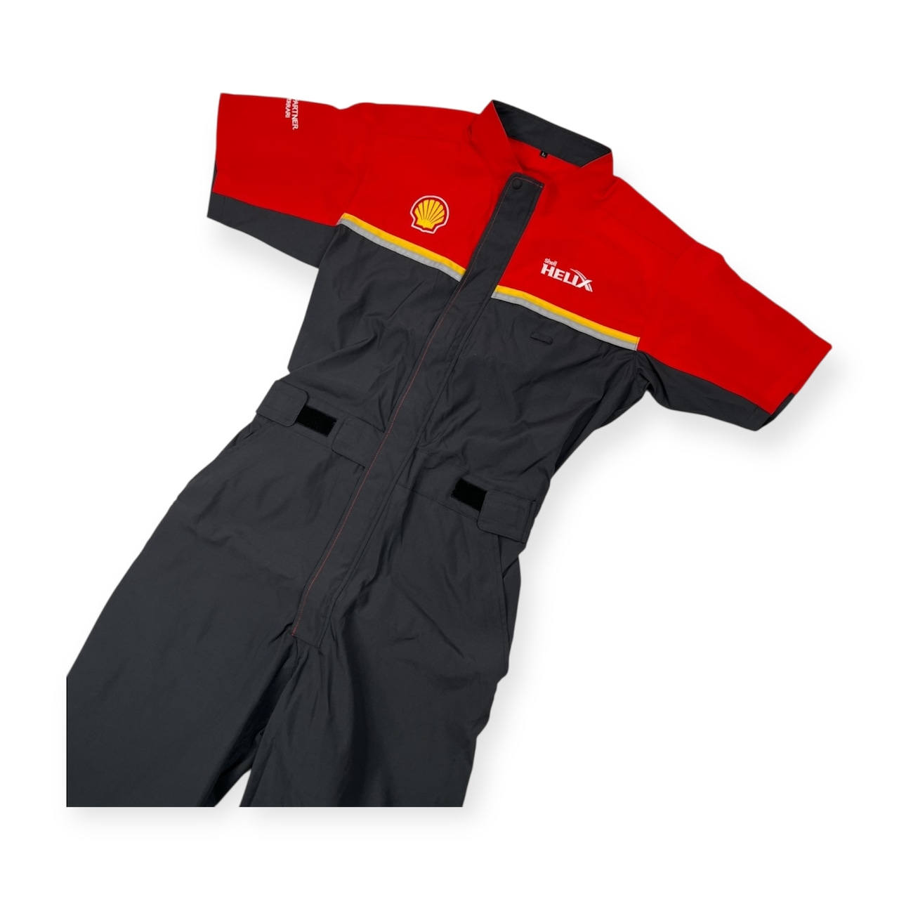 希少 レア 美品 SHELL 昭和シェル Ferrari フェラーリ HELIX  半袖 つなぎ メカニック オーバーオール サイズ L /作業着/F1/サロペット