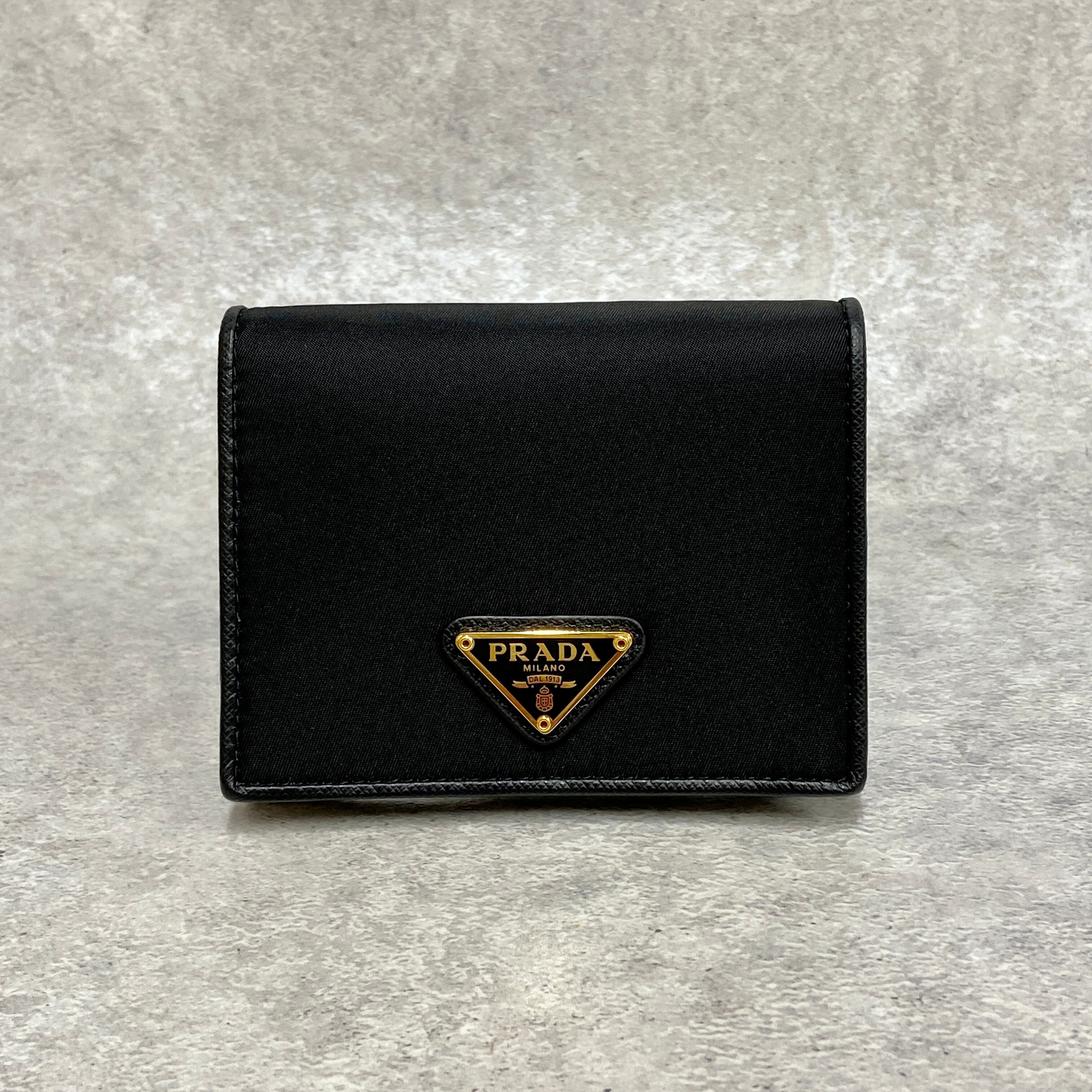 PRADA プラダ 二つ折り財布 ナイロン×レザー ブラック 5852-202201 | rean