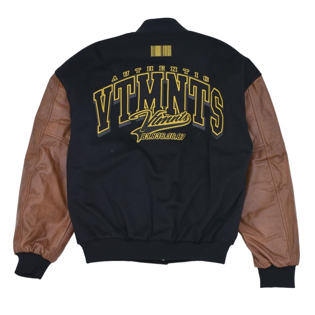 VTMNTS】VTMNTS COLLEGE JACKET(BLACK/BROWN) | AYIN