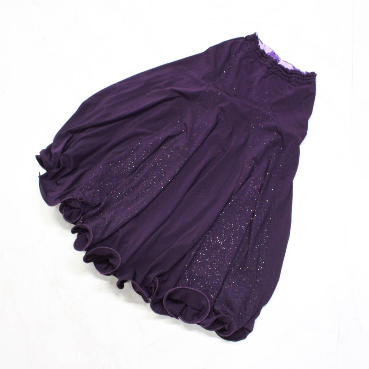 【美品 社交ダンス衣装】スカート レッスンウェア 練習着 HIROKO KOSHINO ヒロココシノ 紫 パープル キラキラ ラメ かわいい