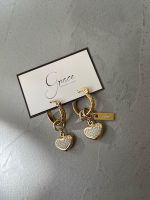 zirconia heart pierce/earring