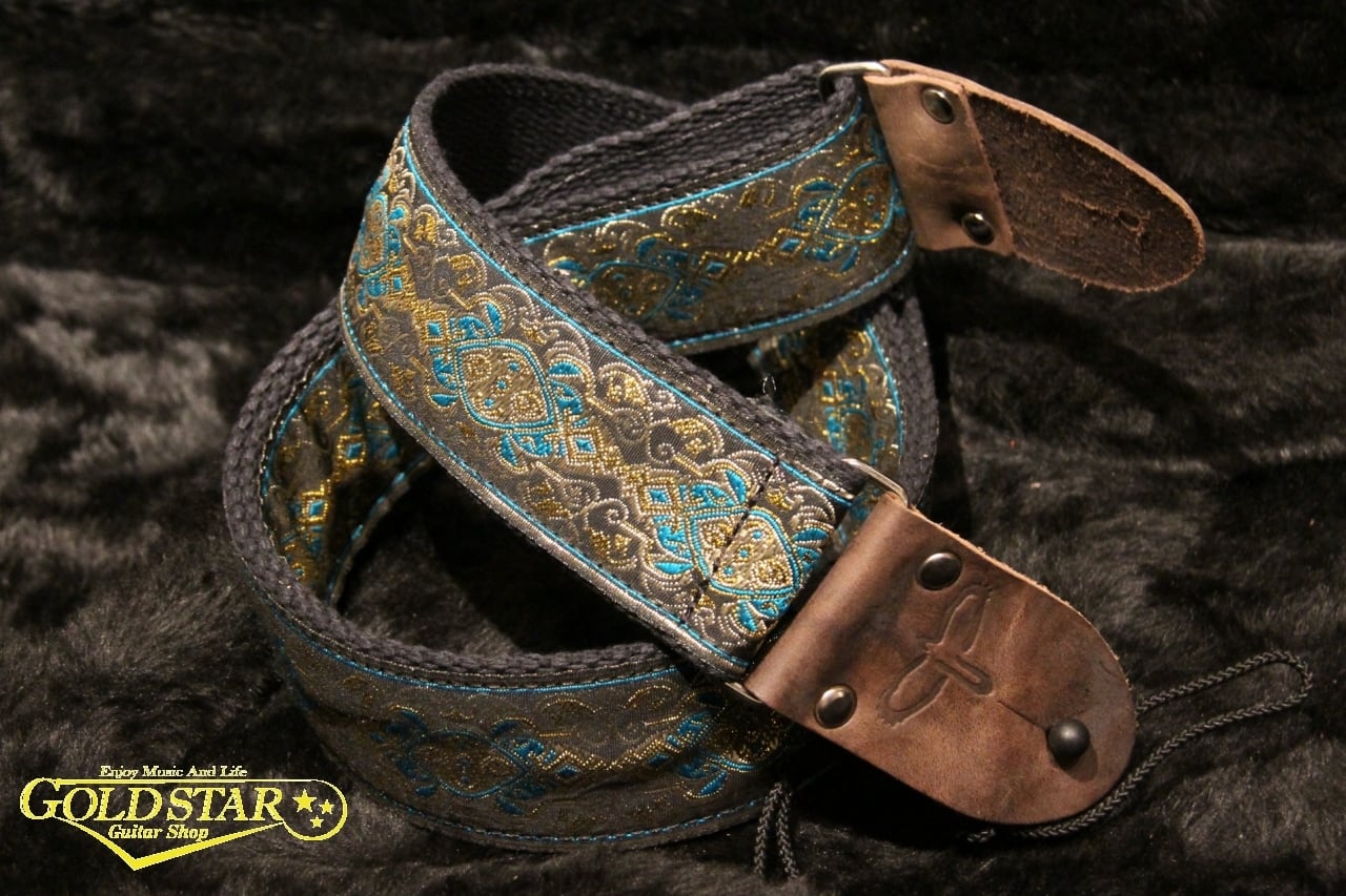 Guitar　Strap　STAR　GOLD　オーナーさんとギターがもっとオシャレになるアイテム】PRS　Retro　ギターショップ　ギターストラップ　Deluxe　Teal　2