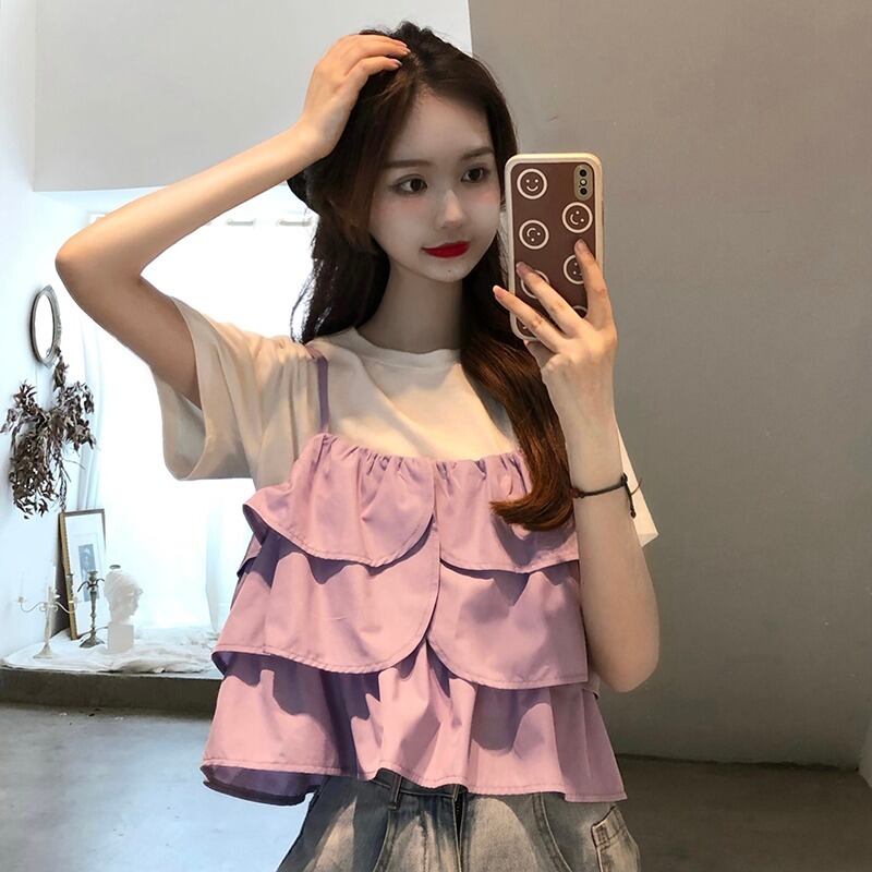 サマーホワイトTシャツ 大人ガーリー スウィート キュート カジュアル 夏物 YY-ファッション86328594091