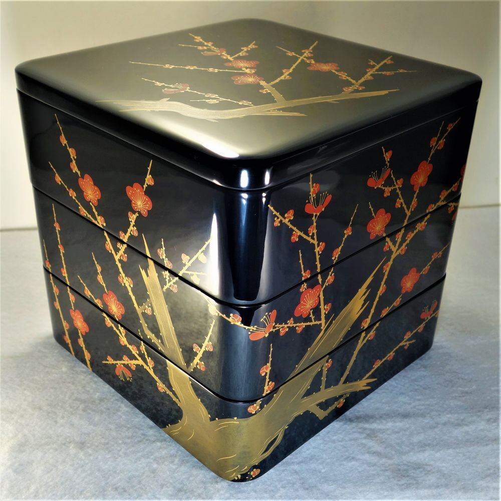 無料 未使用 輪島塗 花文様研ぎ出し蒔絵 二段重箱 forumsirius.com