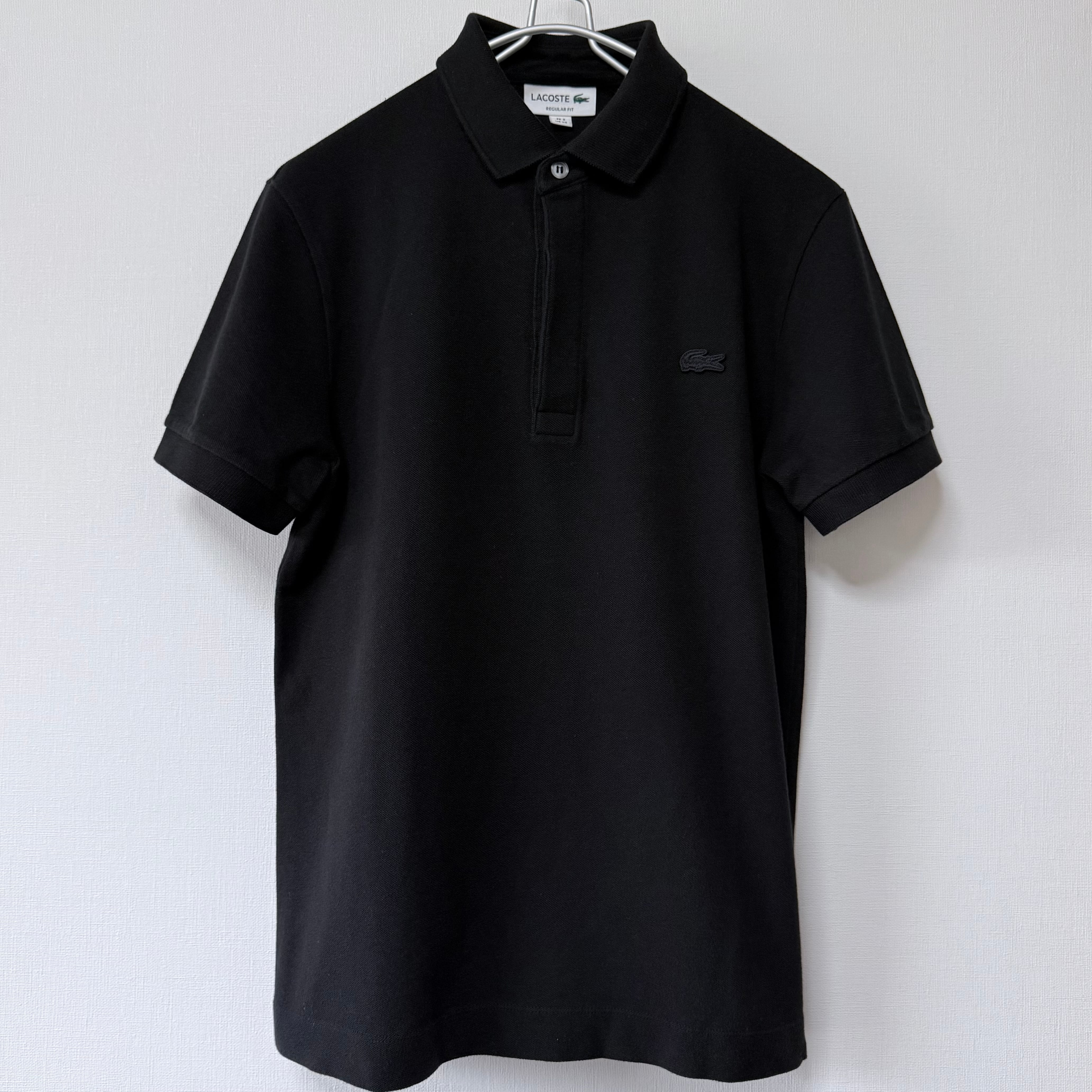 LACOSTE PH5522L PARIS コットン 鹿子 半袖ポロシャツ ブラック サイズ