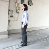 レザージャケット、グーチレーヨンストライプロングスリーブシャツデッドストック