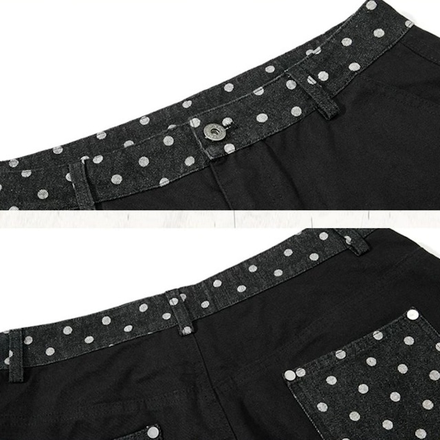 ポルカドットコンビサイドロゴルーズフォルムパンツ 1col R02456