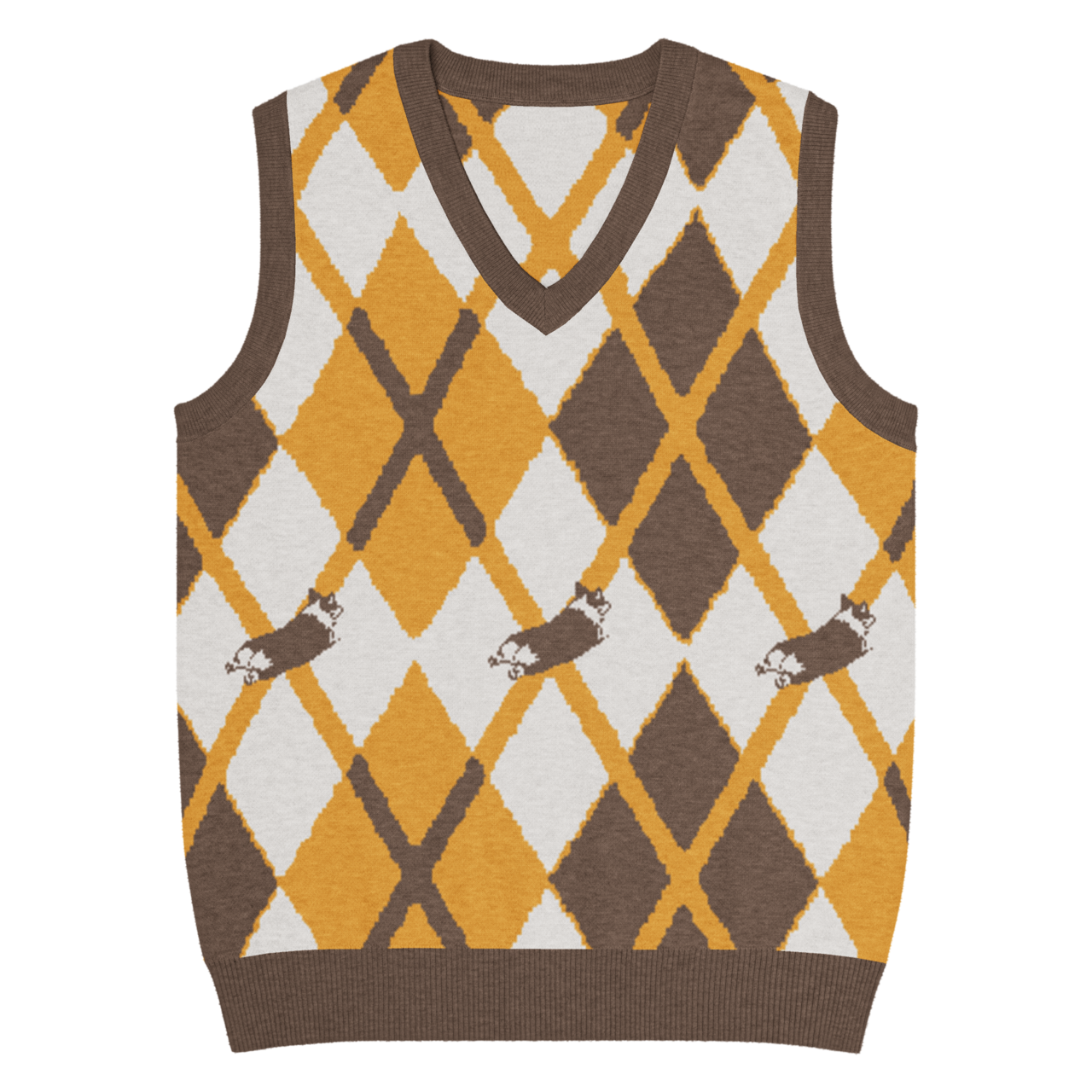 WIGGLE ARGYLE Knit Vest　[T0098]