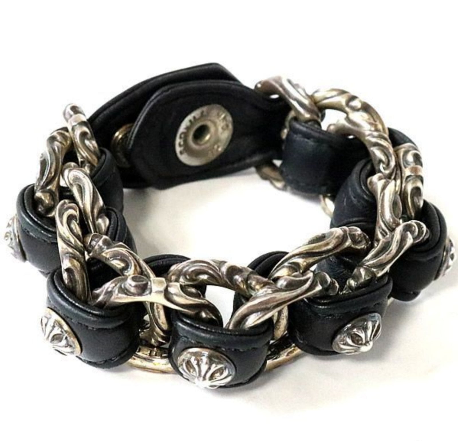 CHROME HEARTS クロムハーツ WVN ダブルスクロール レザーブレス CHROME HEARTS クロムハーツ WVN ダブルスクロール レザーブレス