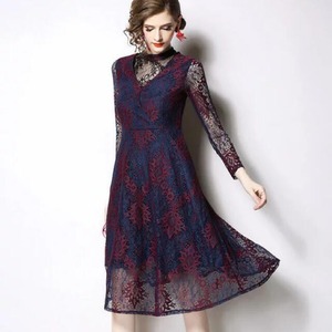 ★送料無料★9号(M)☆総レ－スフォーマルワンピ－ス[OPN3909]